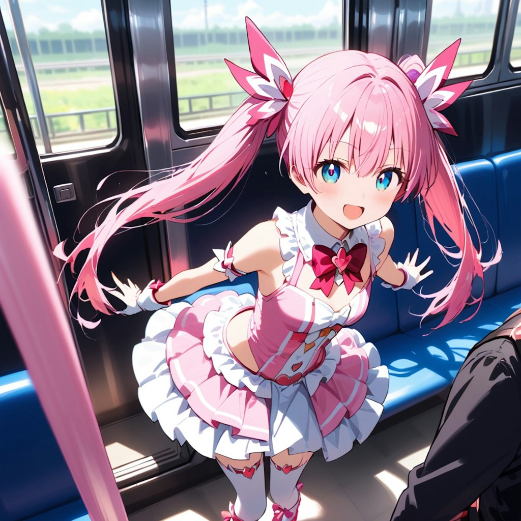 電車に乗っている魔法少女