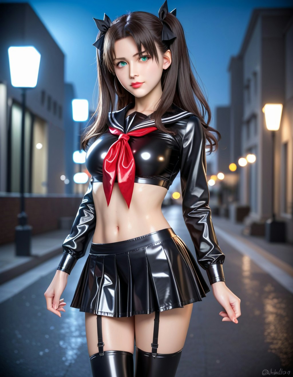 エナメルセーラー服の遠坂凛