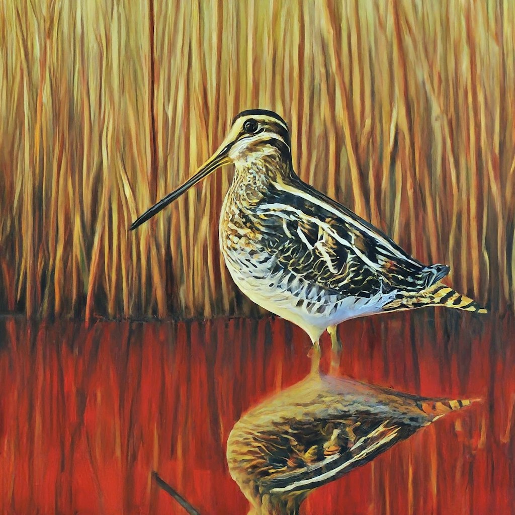 Snipe in red pond