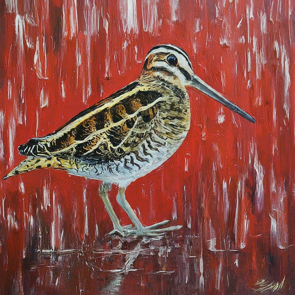 Snipe in red pond