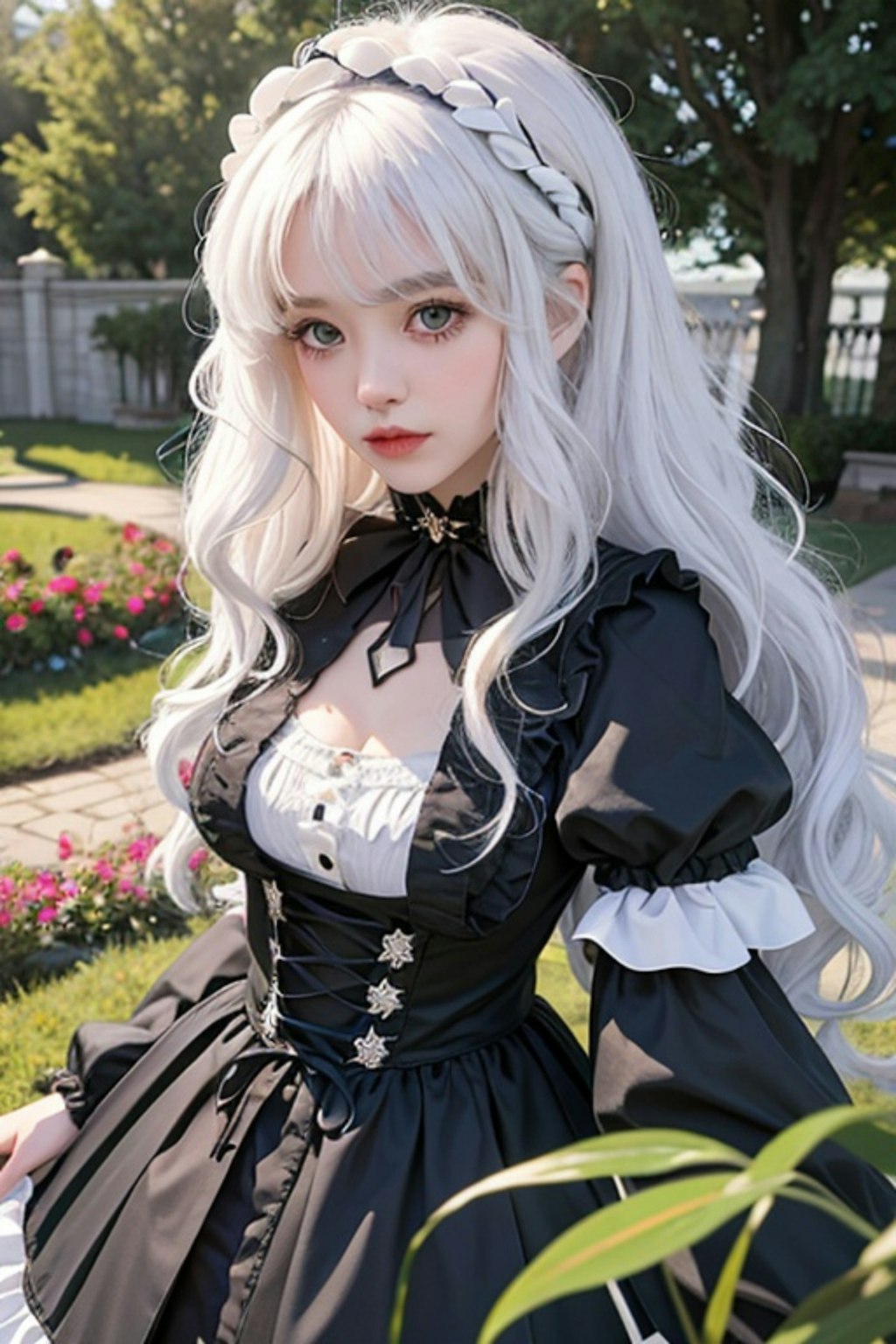 ドレスの白髪の人