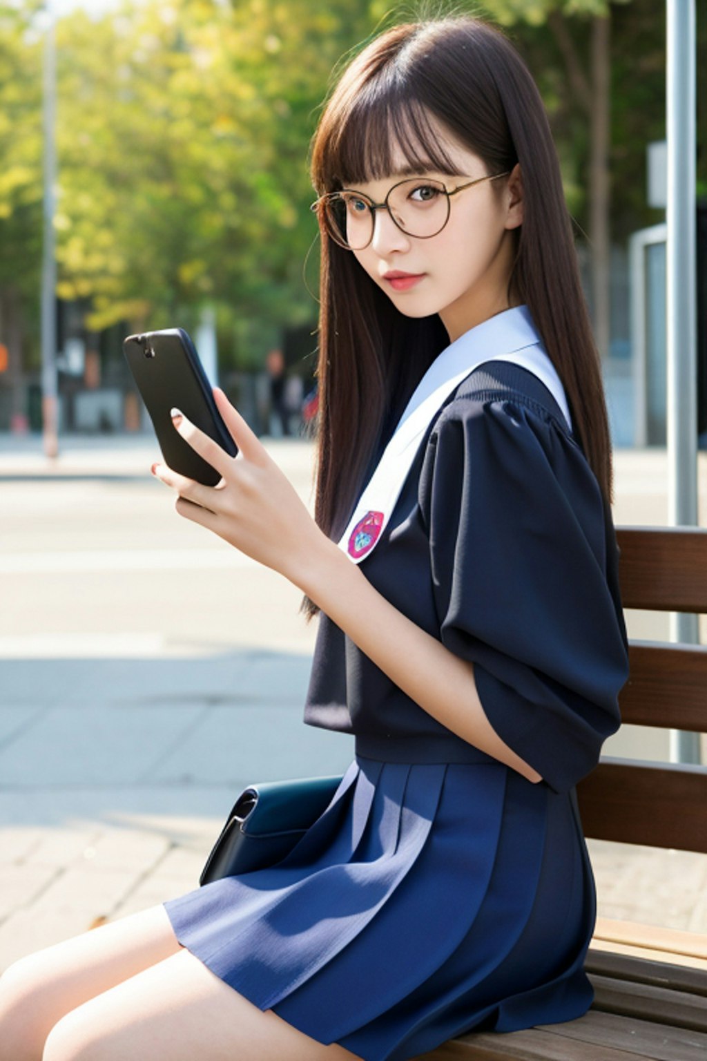 Girl in bus booth (web generated)