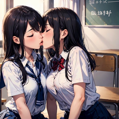 放課後の教室でキス
