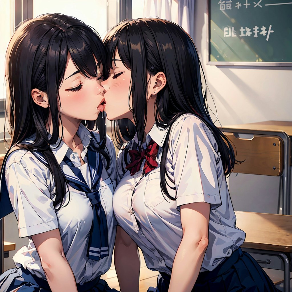 放課後の教室でキス