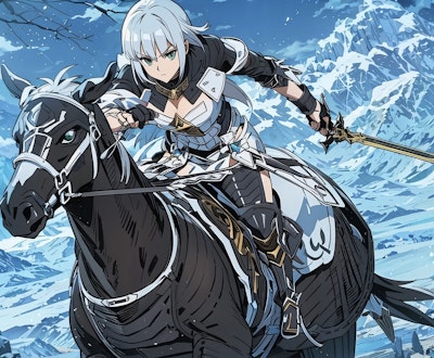 雪山を駆ける女騎士