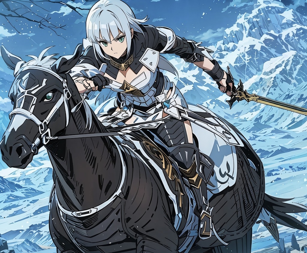 雪山を駆ける女騎士