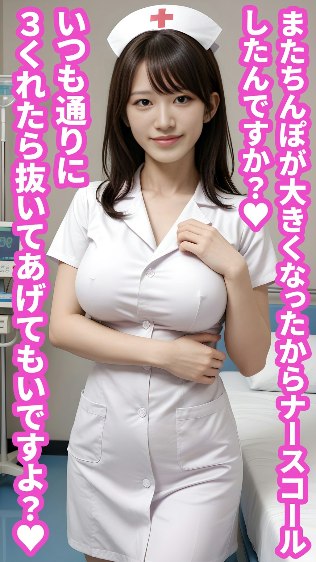 勃起したら有料で抜いてくれる生意気エロナース３コマ