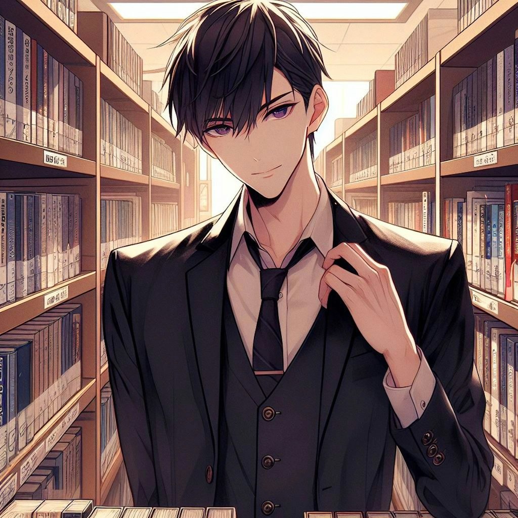 図書館で読書をしている、黒髪短髪男性◆その2(12枚)