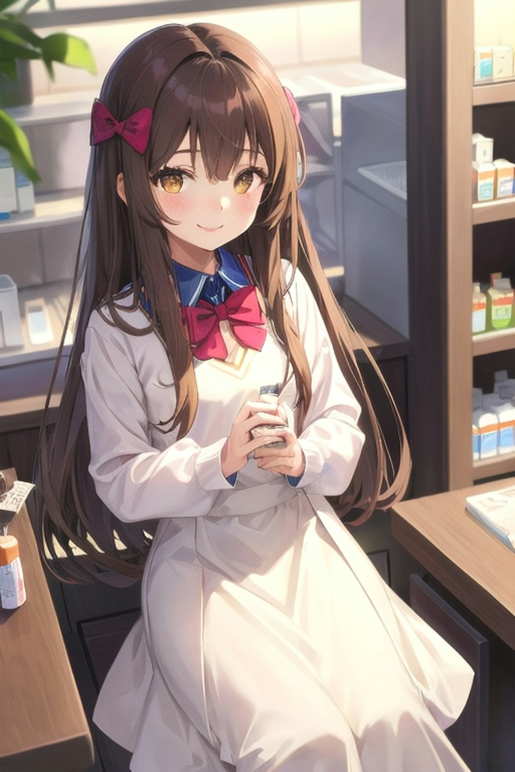 薬局に来た、なごみちゃん💊💉(´･ω･)_θお薬です