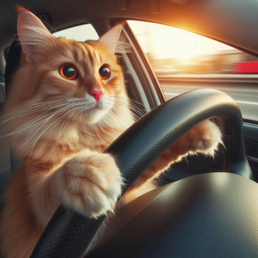 運転する猫