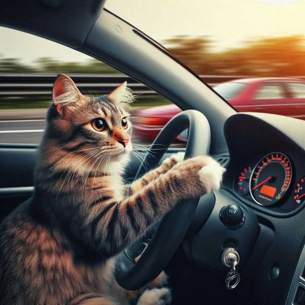 運転する猫