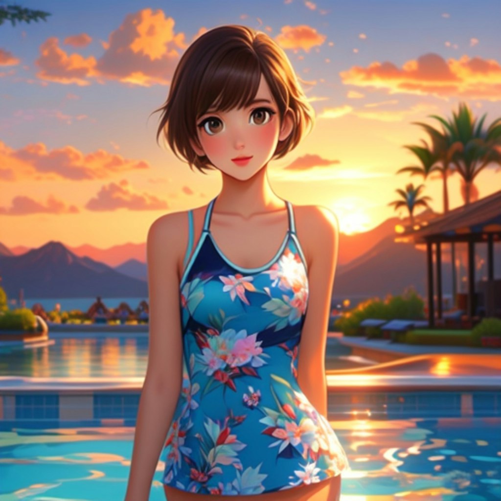 夕陽と水着 Sunset and Swimwear