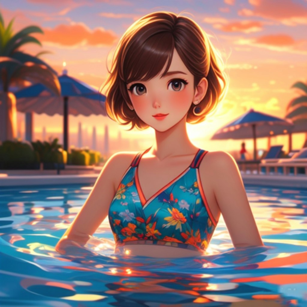 夕陽と水着 Sunset and Swimwear