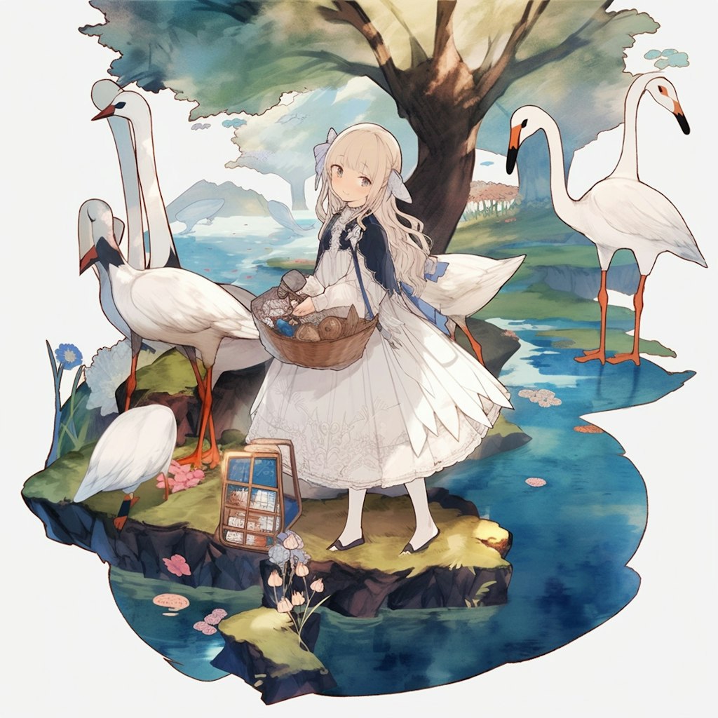 湖と鳥，Lake and Bird