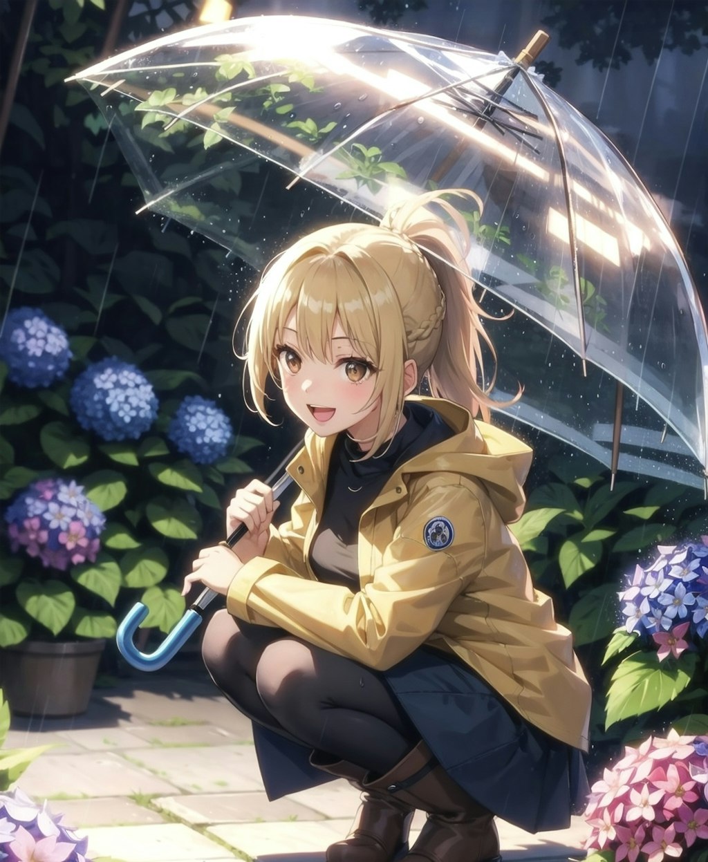 梅雨を楽しむコツを遂行中のうちのお嬢さま