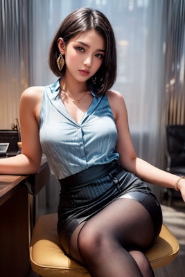 Office Lady Light Blue Shirt 4
