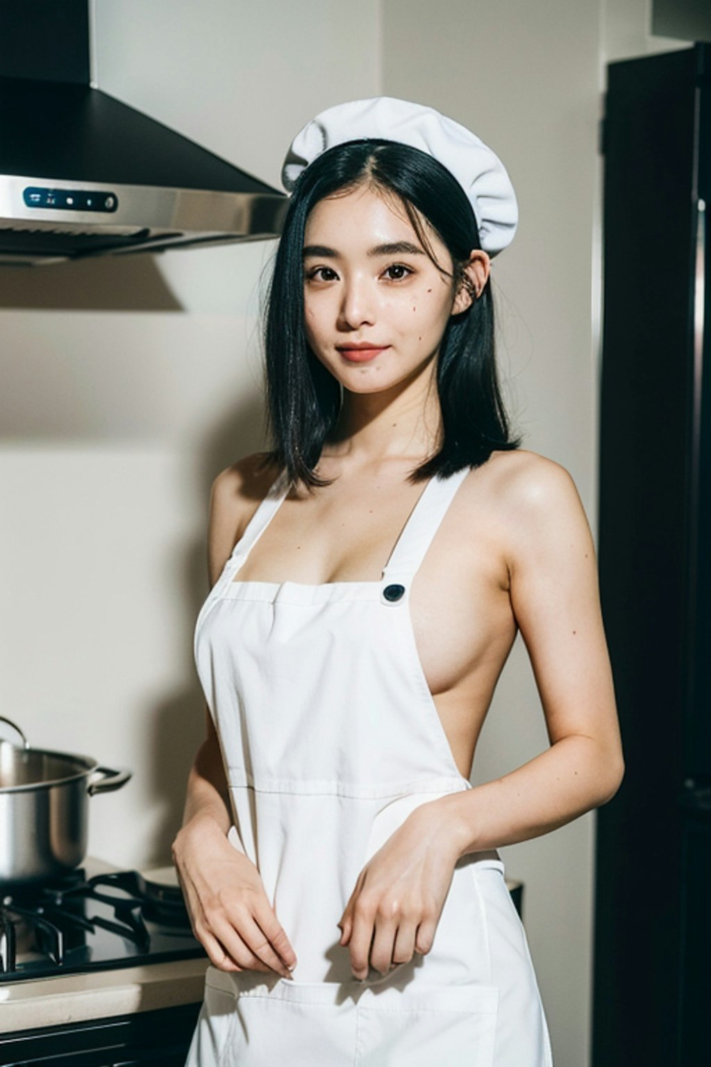 裸エプロンだよ💜（キッチン女子Part1）