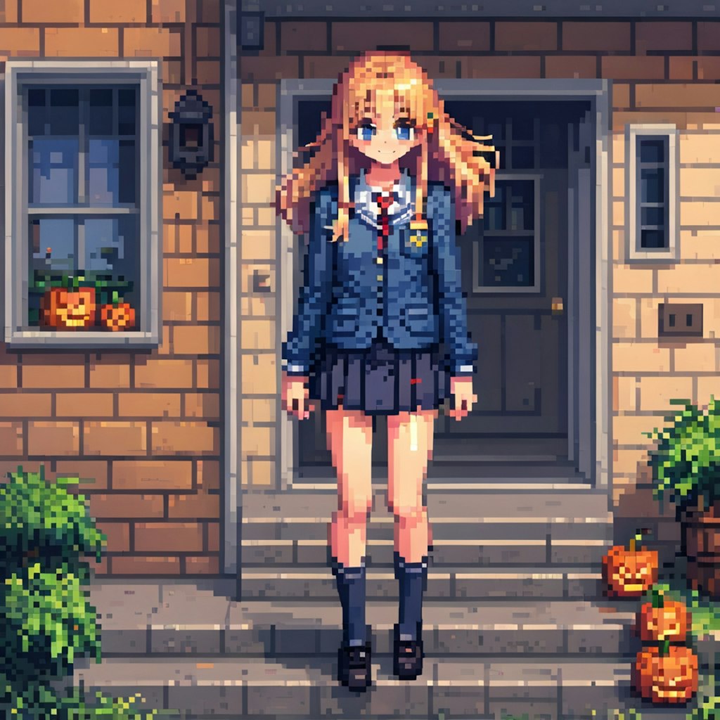 ドット絵風の女の子の絵