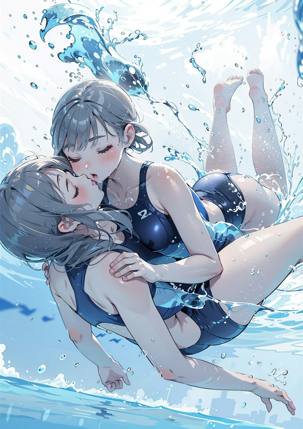 百合と水中キス