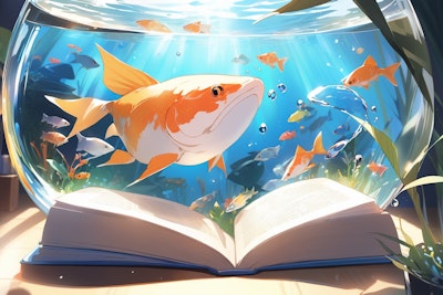 本を読む魚（ナマズ）