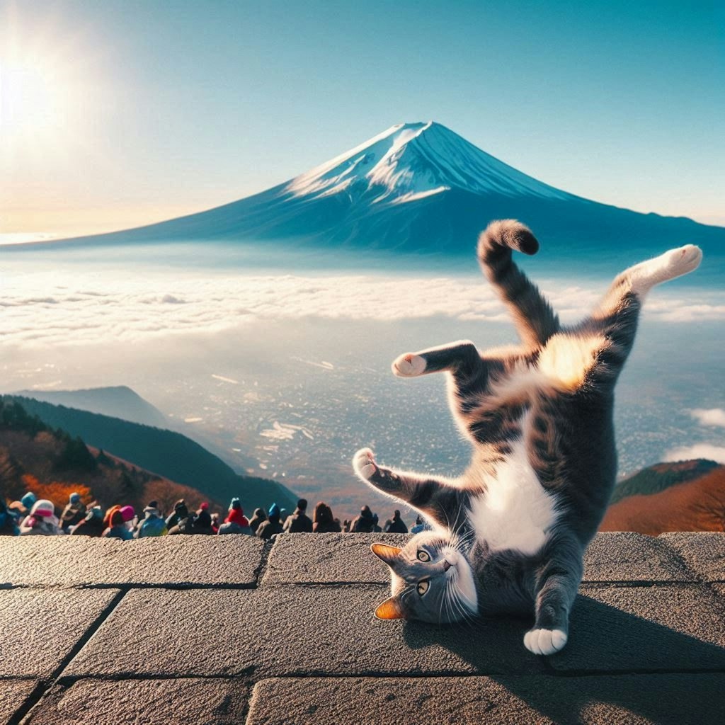 登山する猫