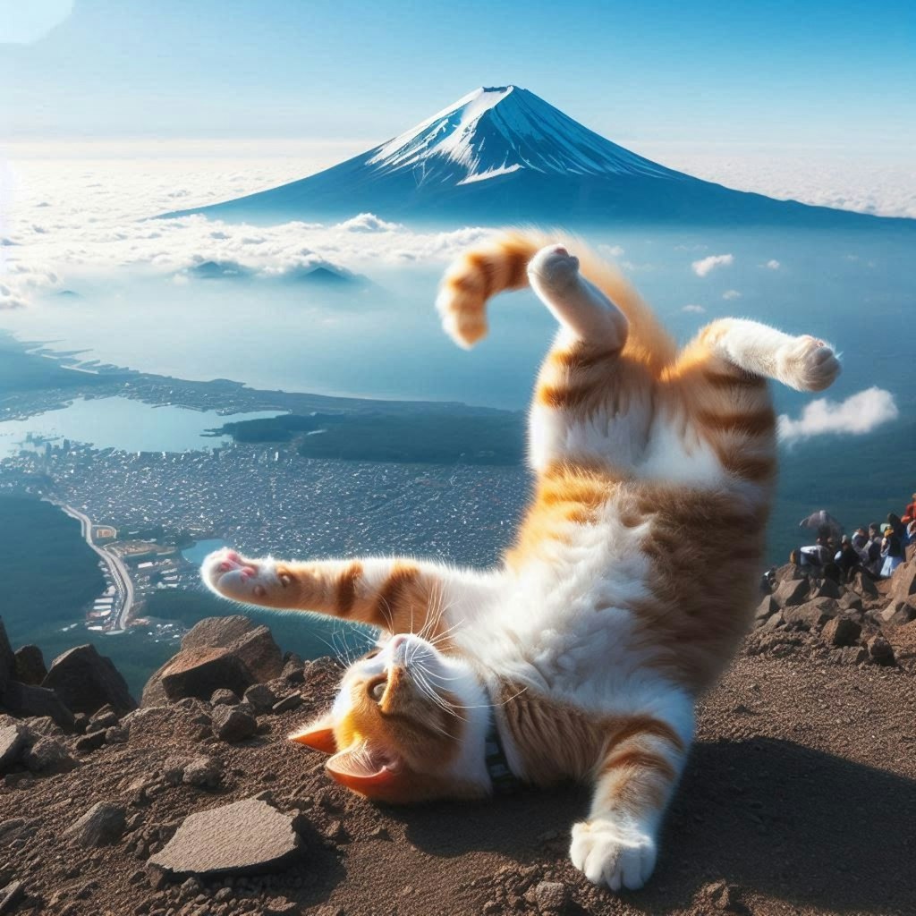 登山する猫