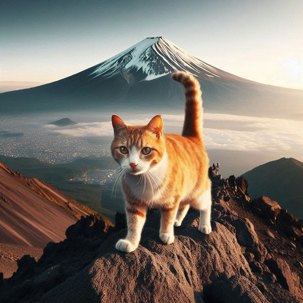 登山する猫