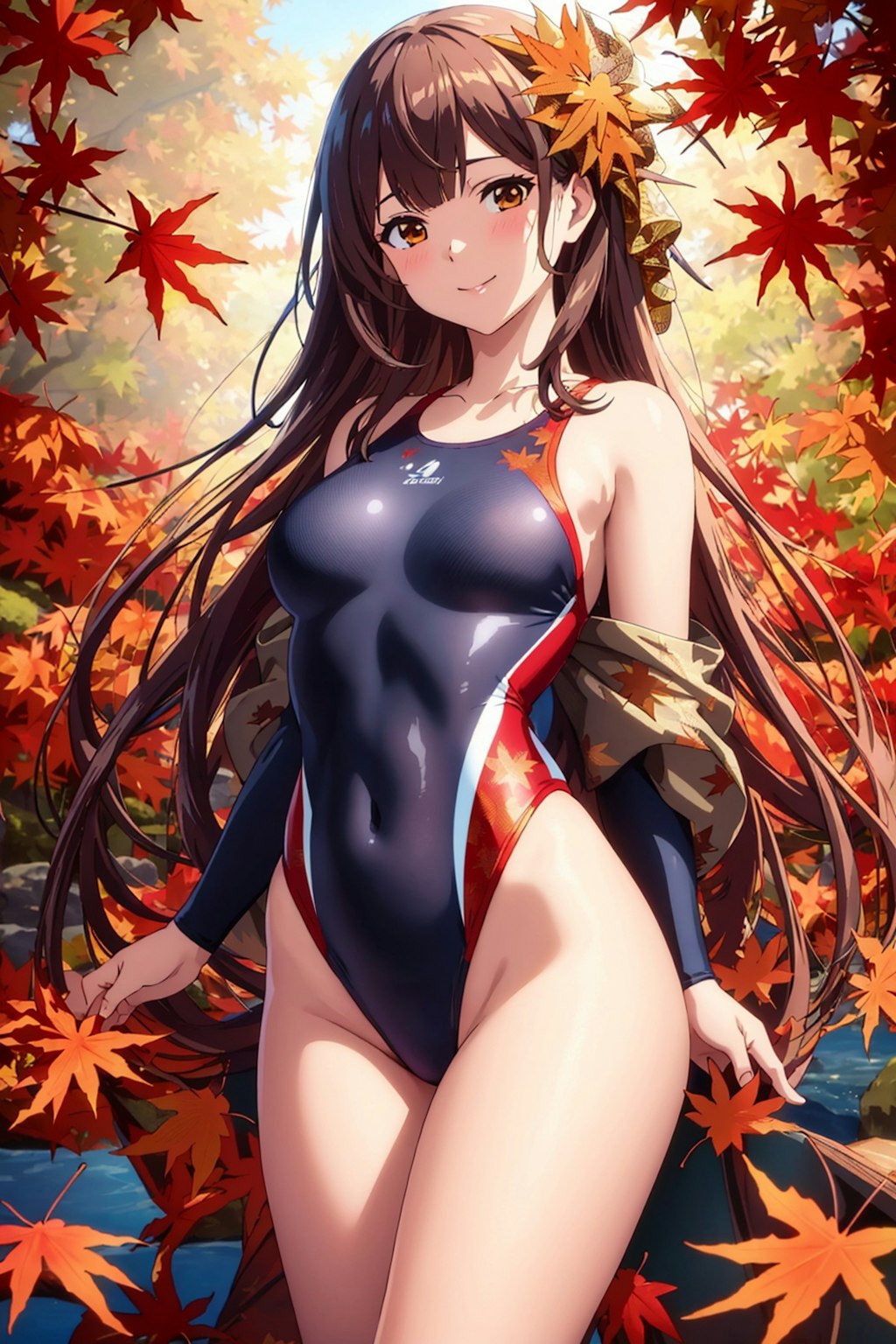 紅葉とハイレグ♪