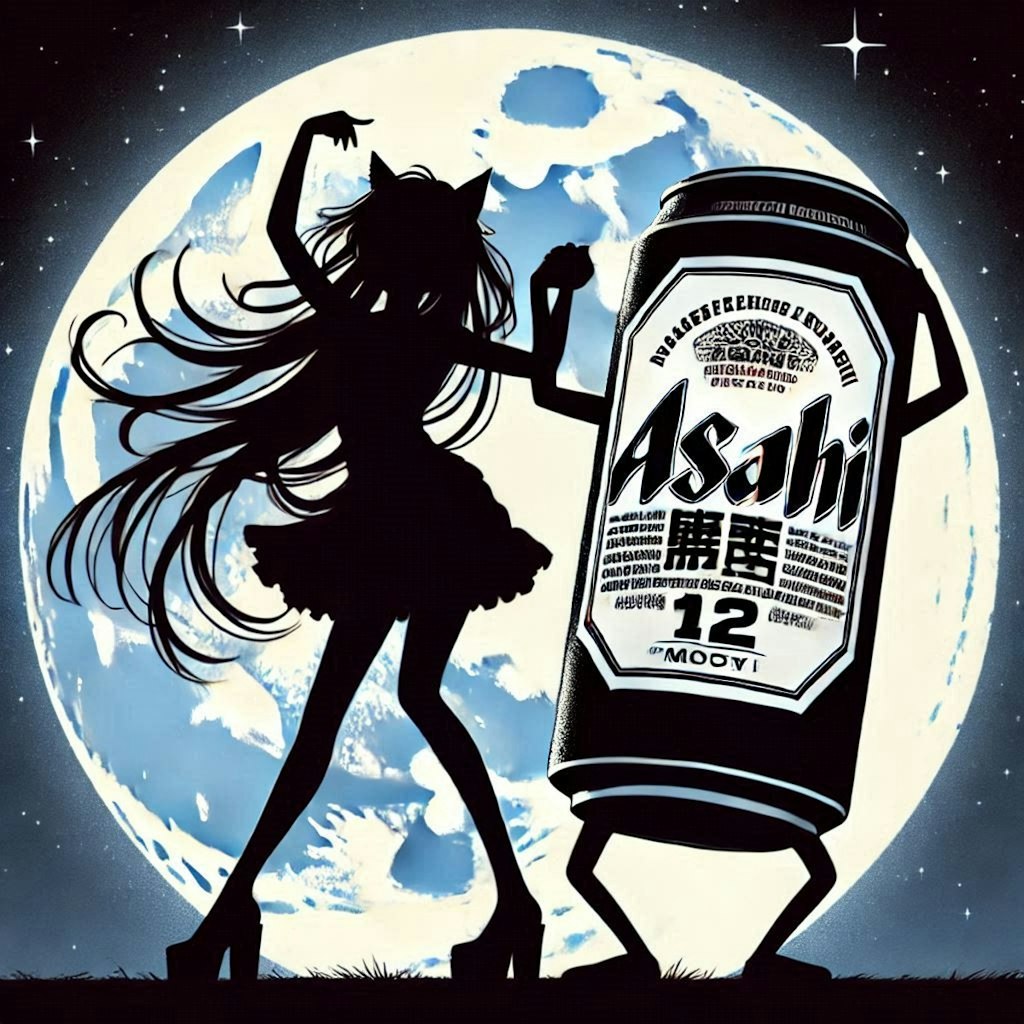 月夜に踊るビールと少女