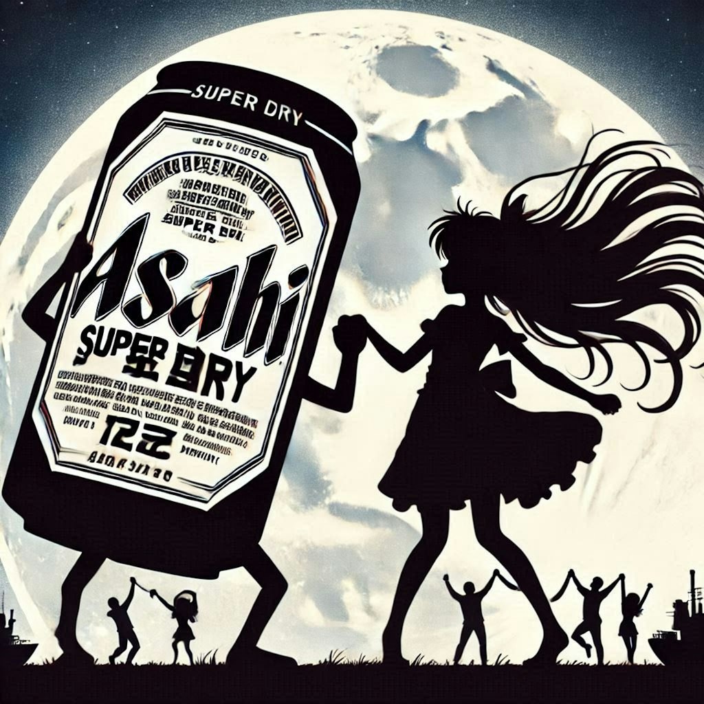 月夜に踊るビールと少女