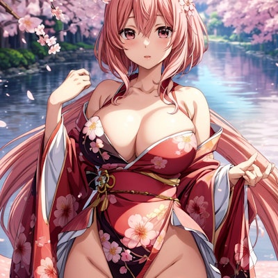桜咲く季節に僕の前に現れる和装ハイレグの美少女