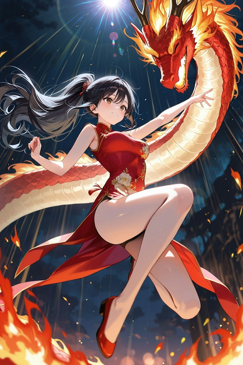 ドラゴン使いの少女（美龍さんと火竜サラマンダーさん）