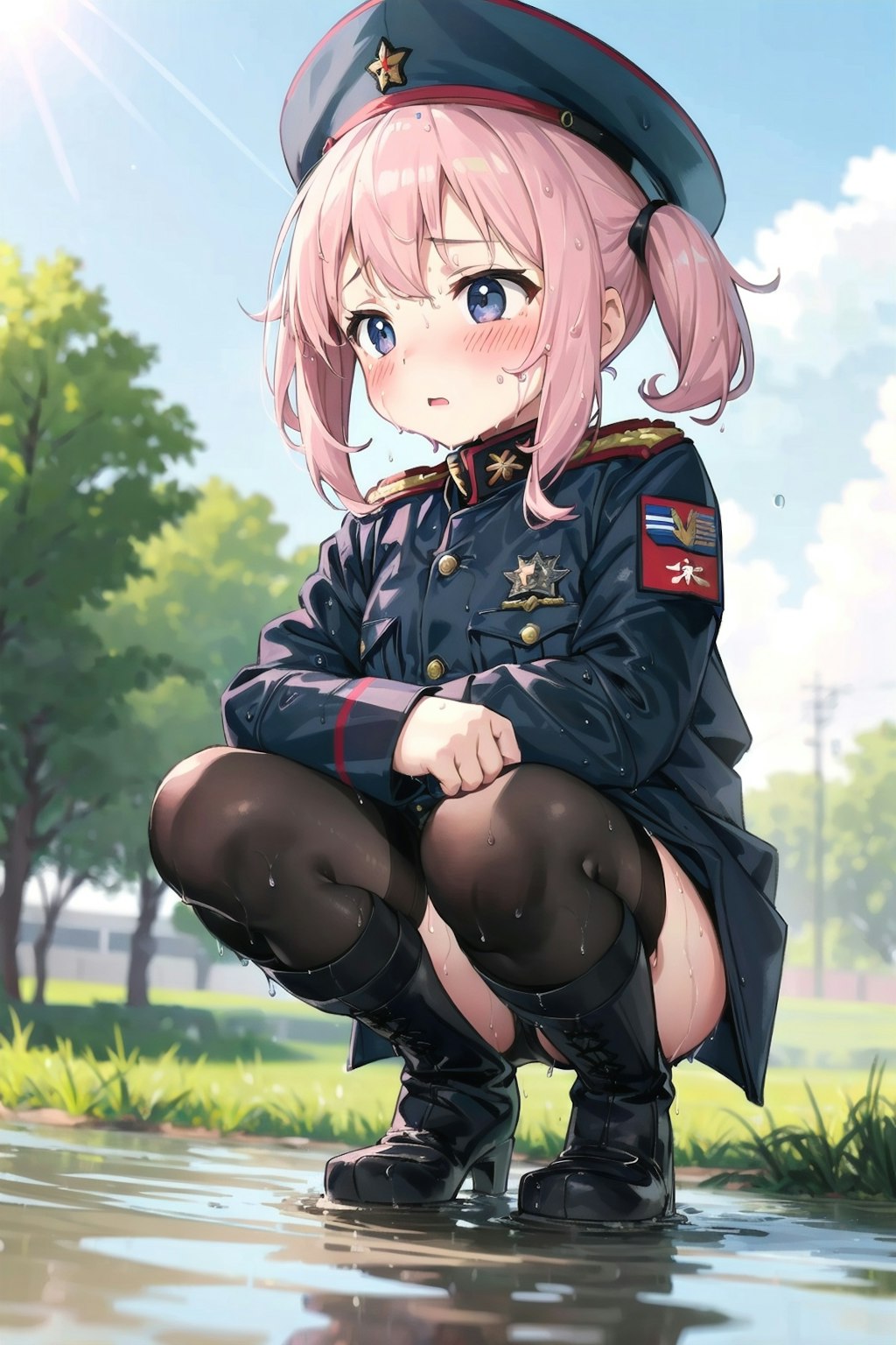 しゃがむ軍服幼女