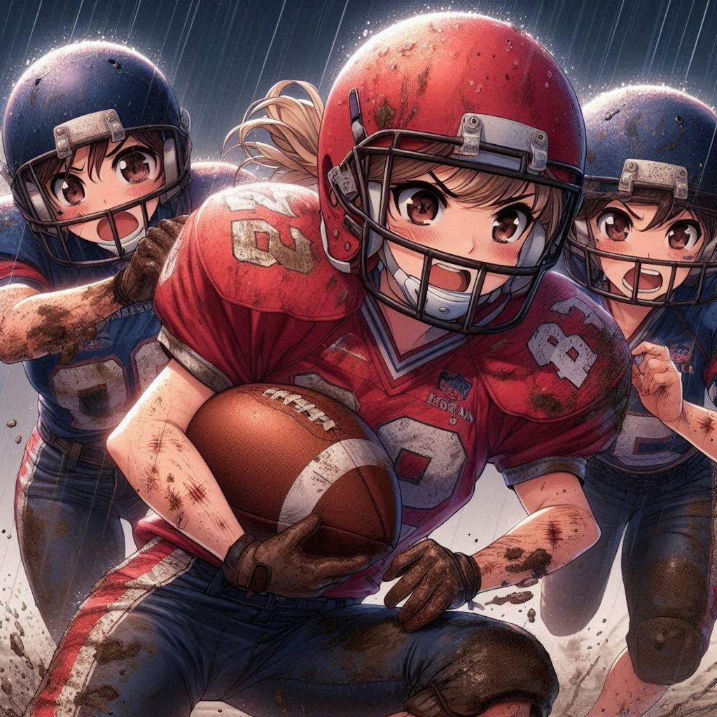 🏈泥まみれの女子アメフト 96