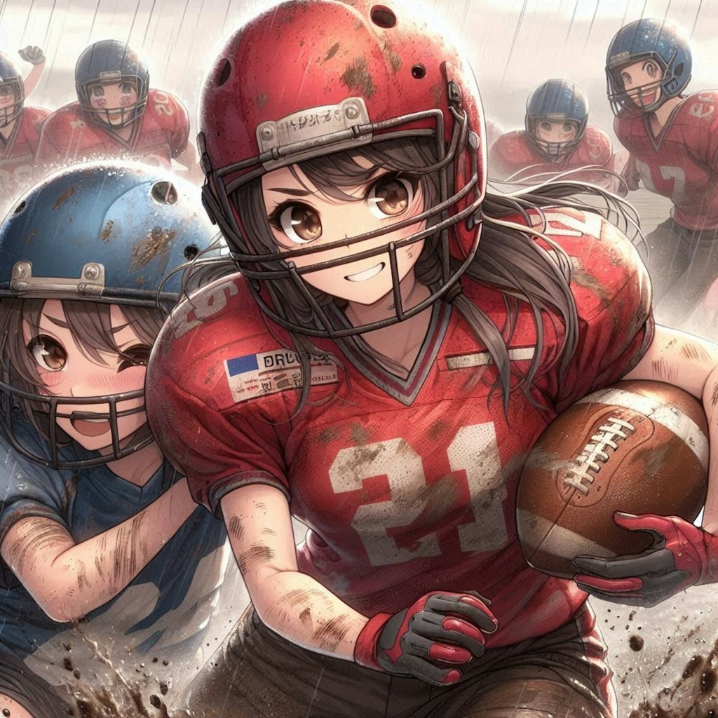 🏈泥まみれの女子アメフト 96