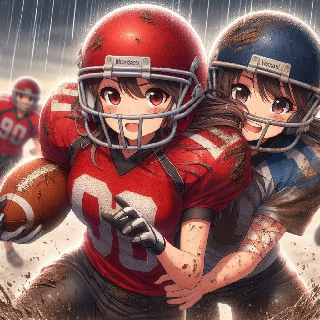 🏈泥まみれの女子アメフト 96