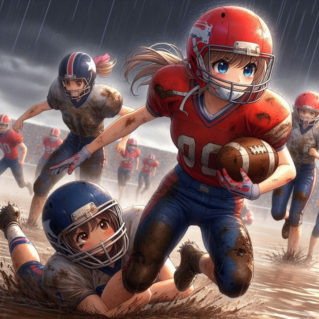 🏈泥まみれの女子アメフト 96