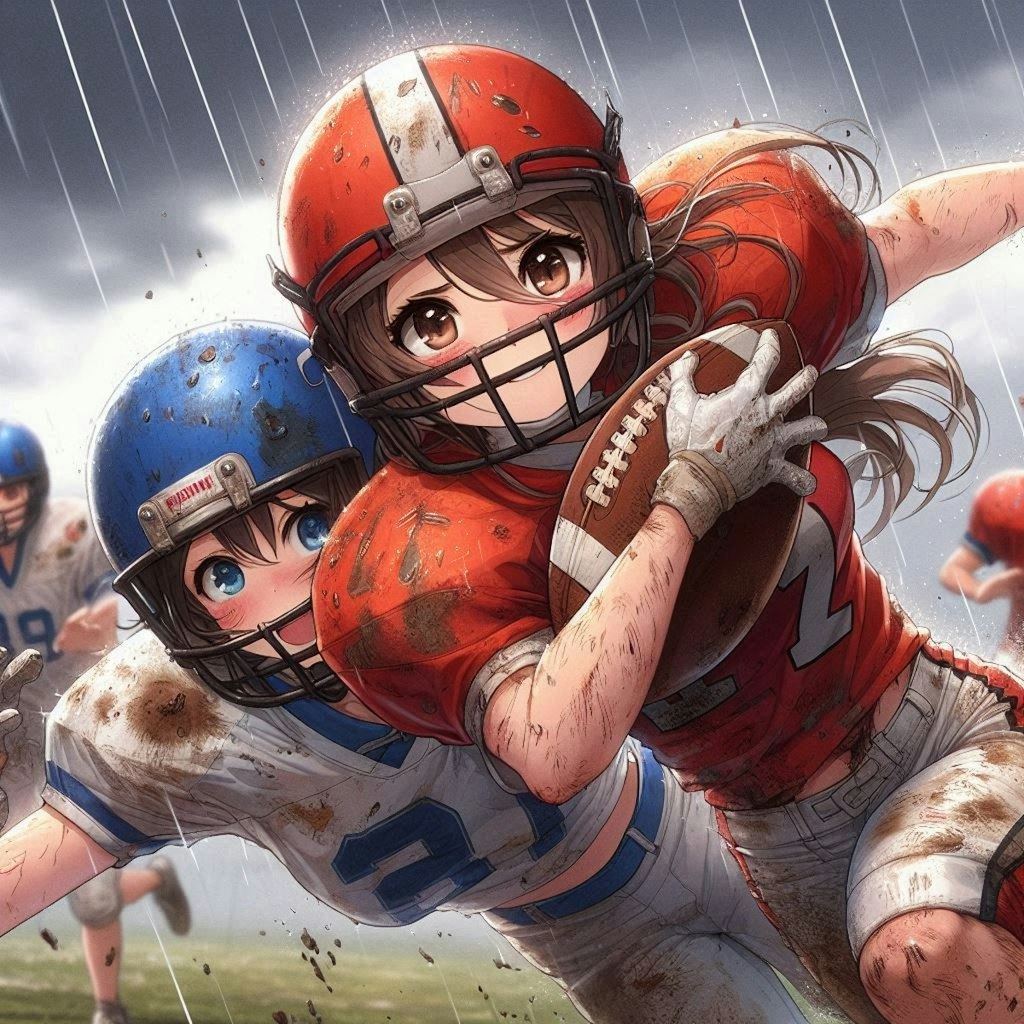 🏈泥まみれの女子アメフト 96