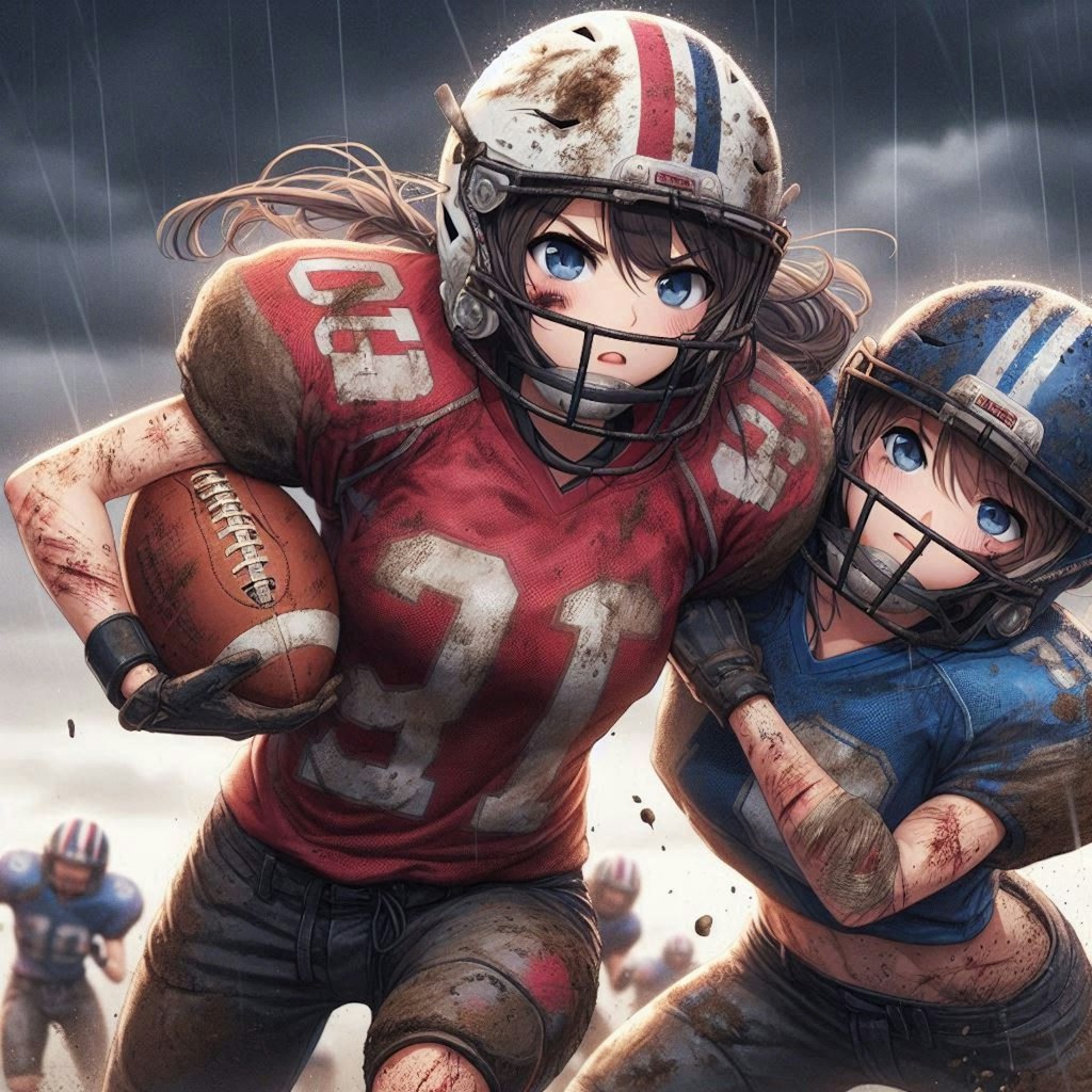 🏈泥まみれの女子アメフト 96