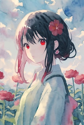 赤い花と赤眼の少女