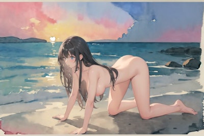 海辺の裸婦2