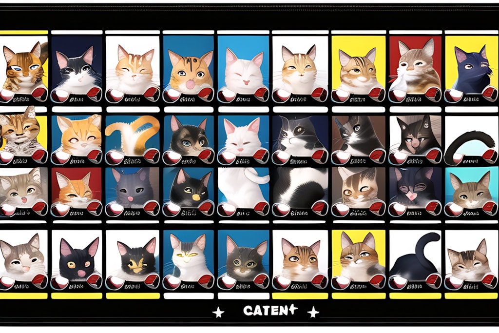 猫がキャラクターの格闘ゲームのキャラクターセレクト画面チャレンジ　7回目
