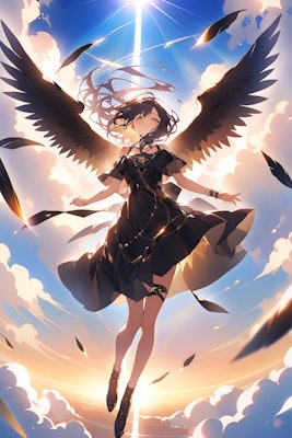 太陽の光と黒翼の天使