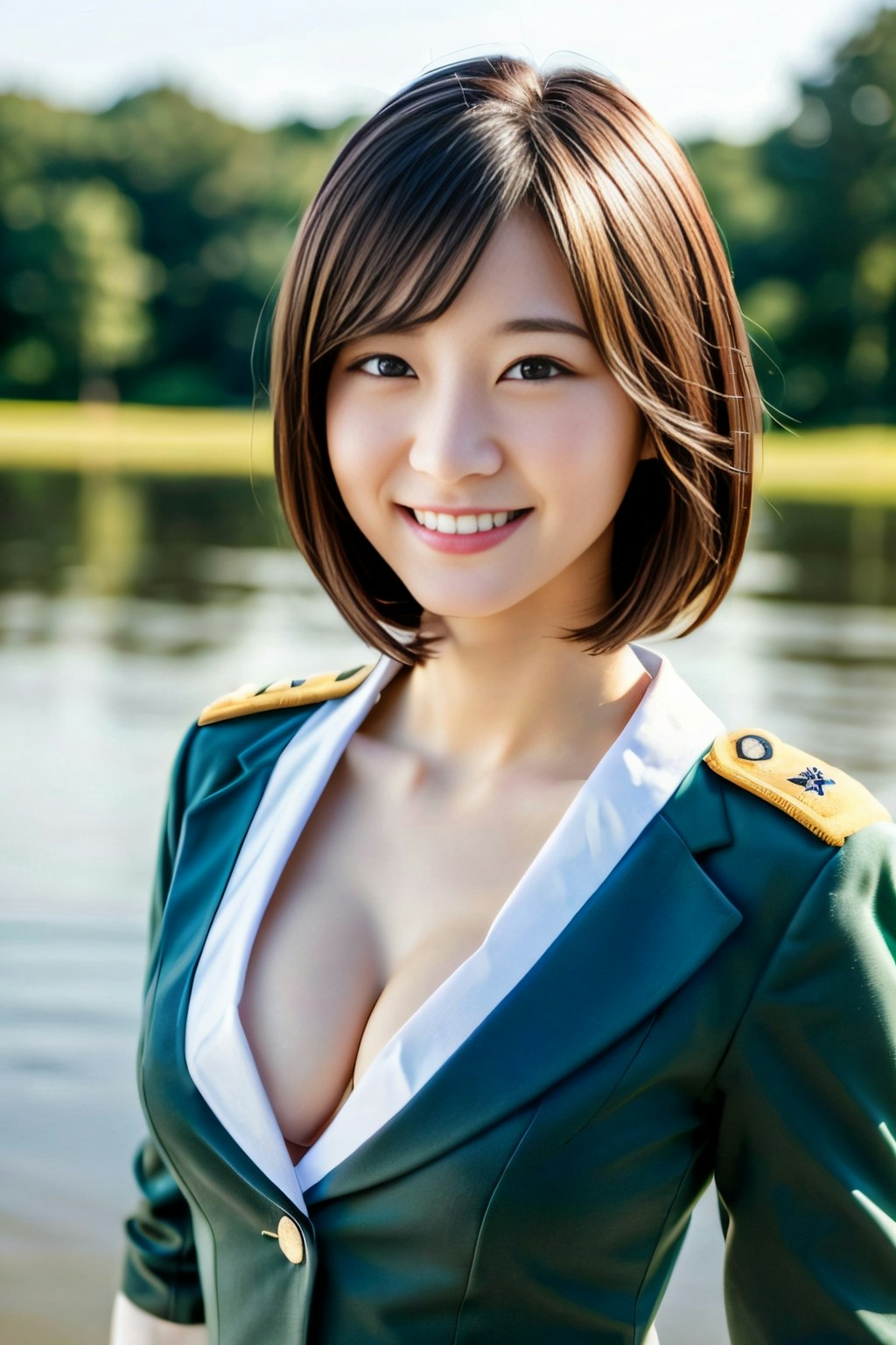 グラビア（軍服）谷間見せ