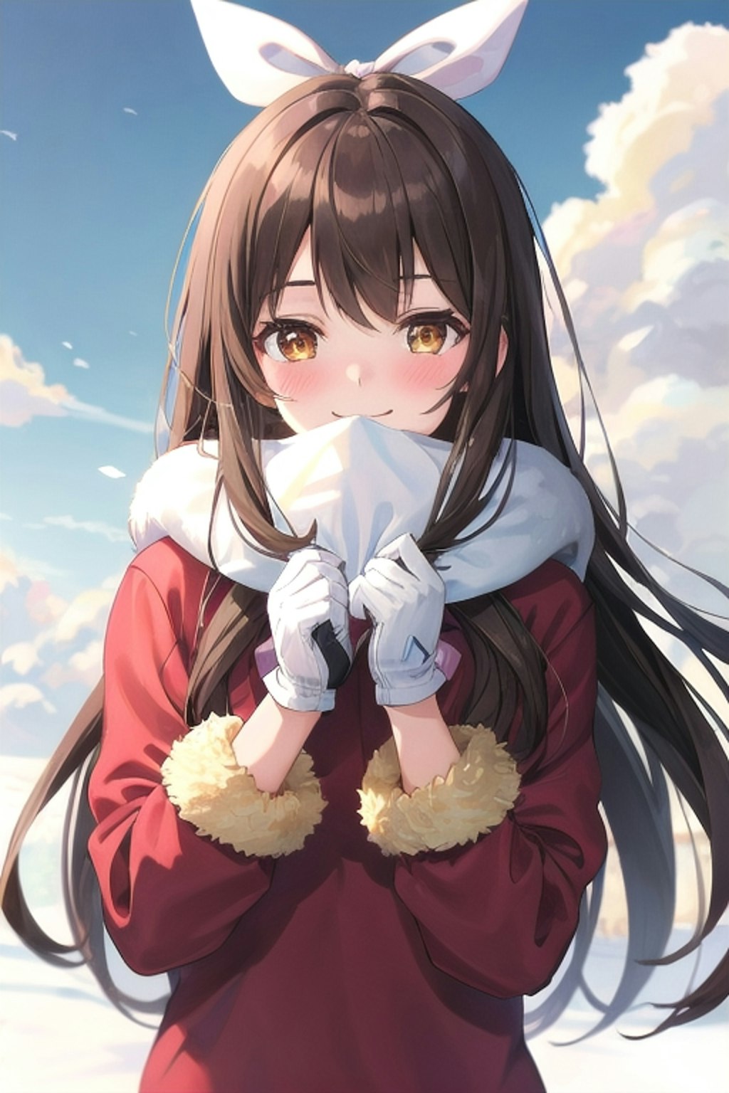 冬空の下、手袋でぬくぬくのなごみちゃん🧤💝⛄️