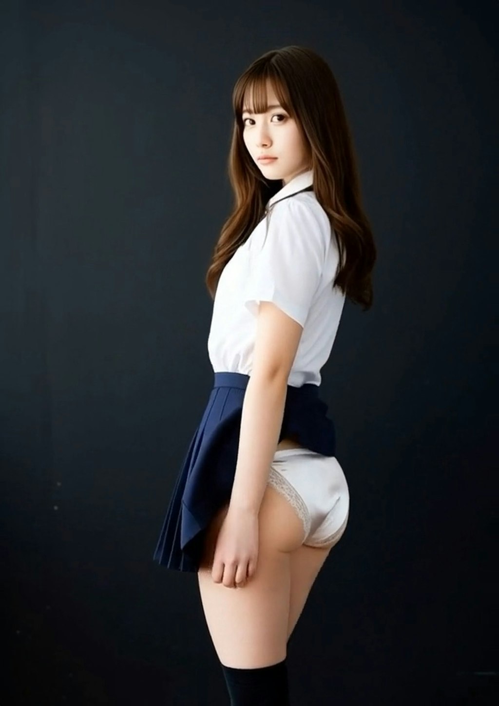 JKたくし上げパンチラ