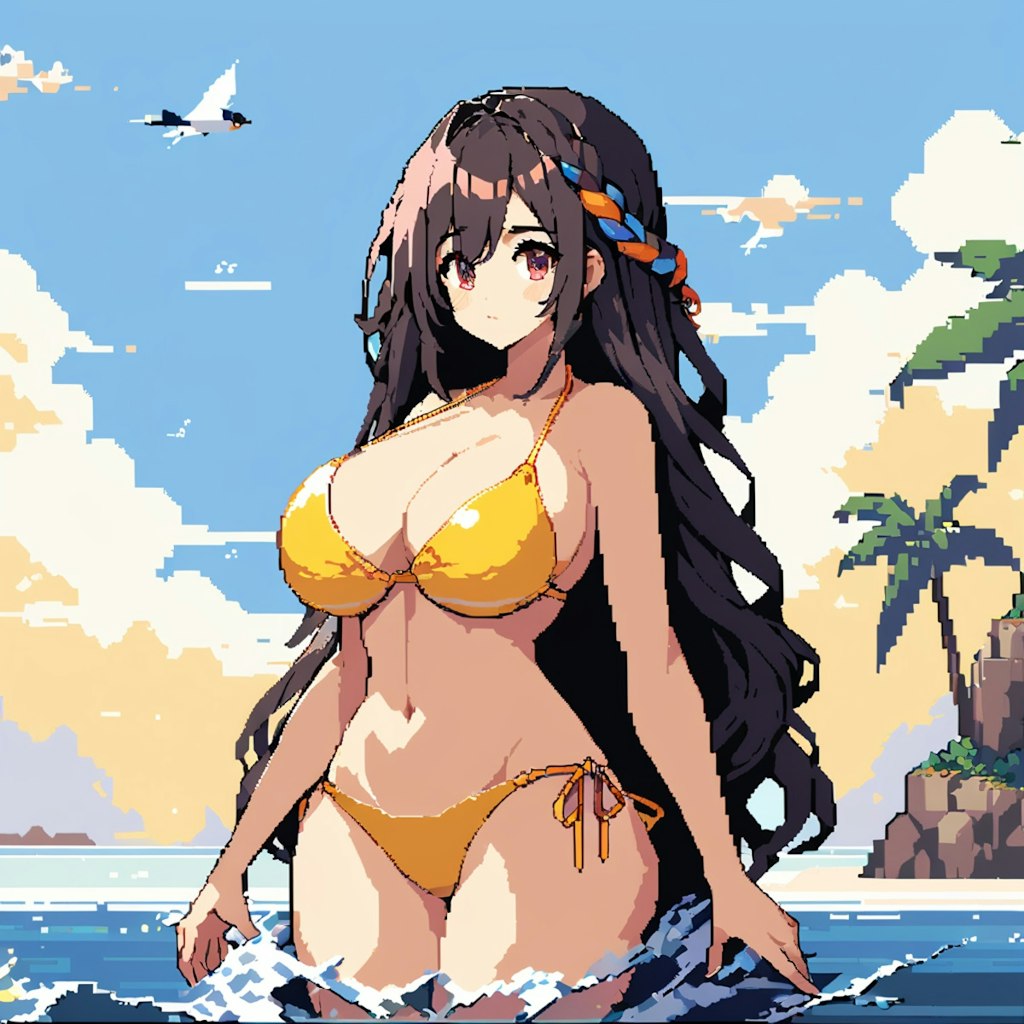 三つ編み水着pixel art2