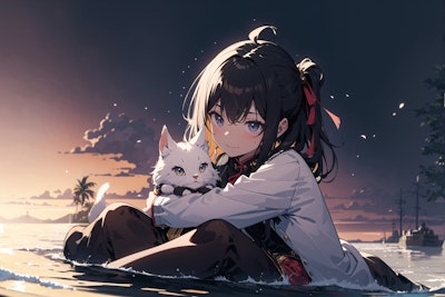 猫と少女(sea) : 2023.08.20