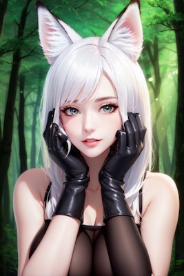 黒手袋の白狐