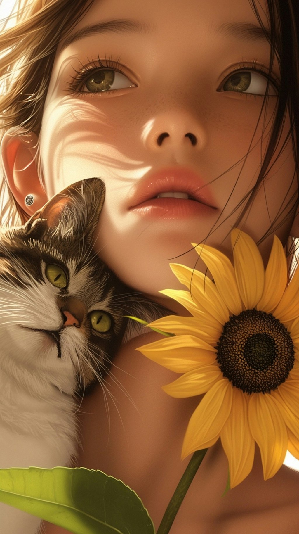 Cats and sunflowers